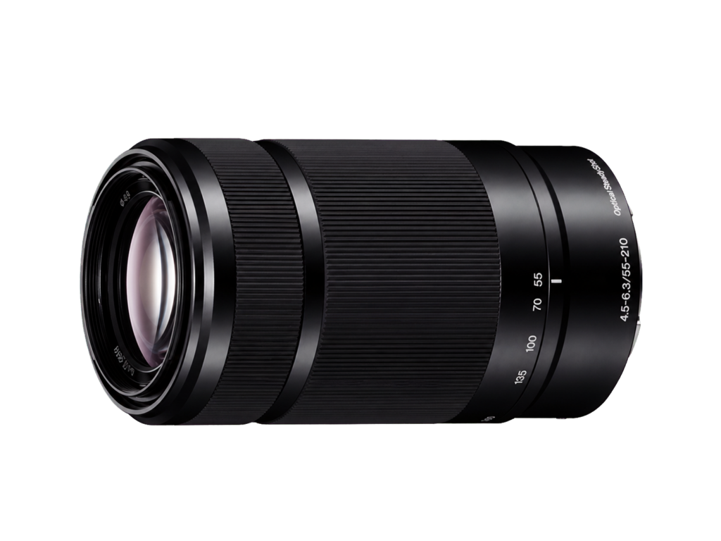 Black Sony E 55–210mm F4.5–6.3 OSS lens