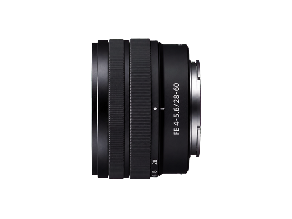 Left-facing Sony FE 28–60mm F4–5.6 lens