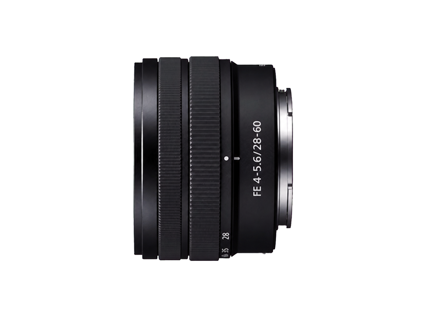 Left-facing Sony FE 28–60mm F4–5.6 lens